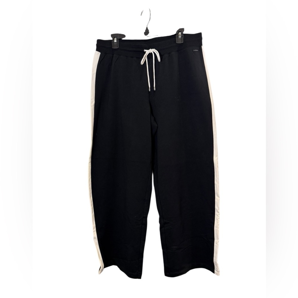Liz Claiborne Black Joggers with White Stripe Cropped Wide Leg Sz 1X